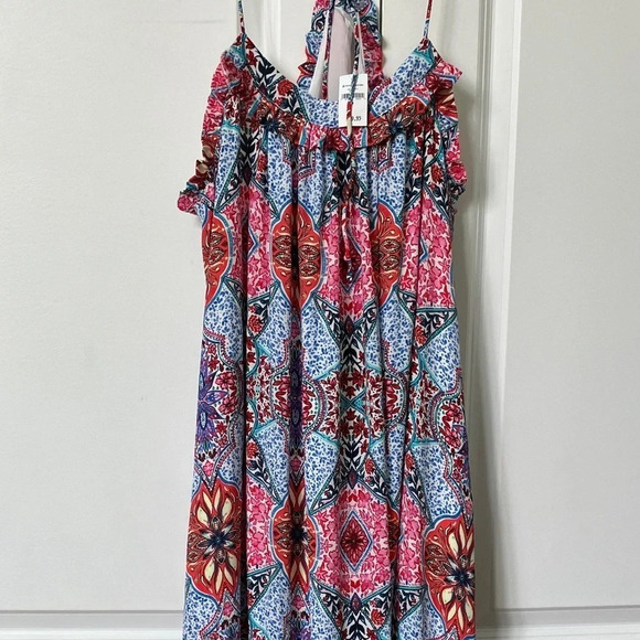 NWT Gap Floral Paisley Ruffle Trim Maxi Dress Boho Beach Coastal - Picture 6 of 8